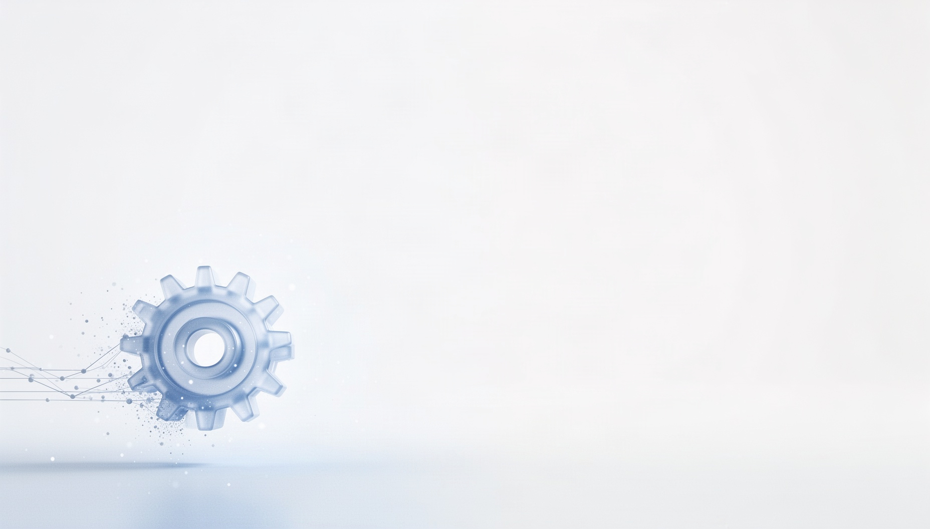 White PowerPoint background with a holographic combination dial in opposite corners, pale blue accents