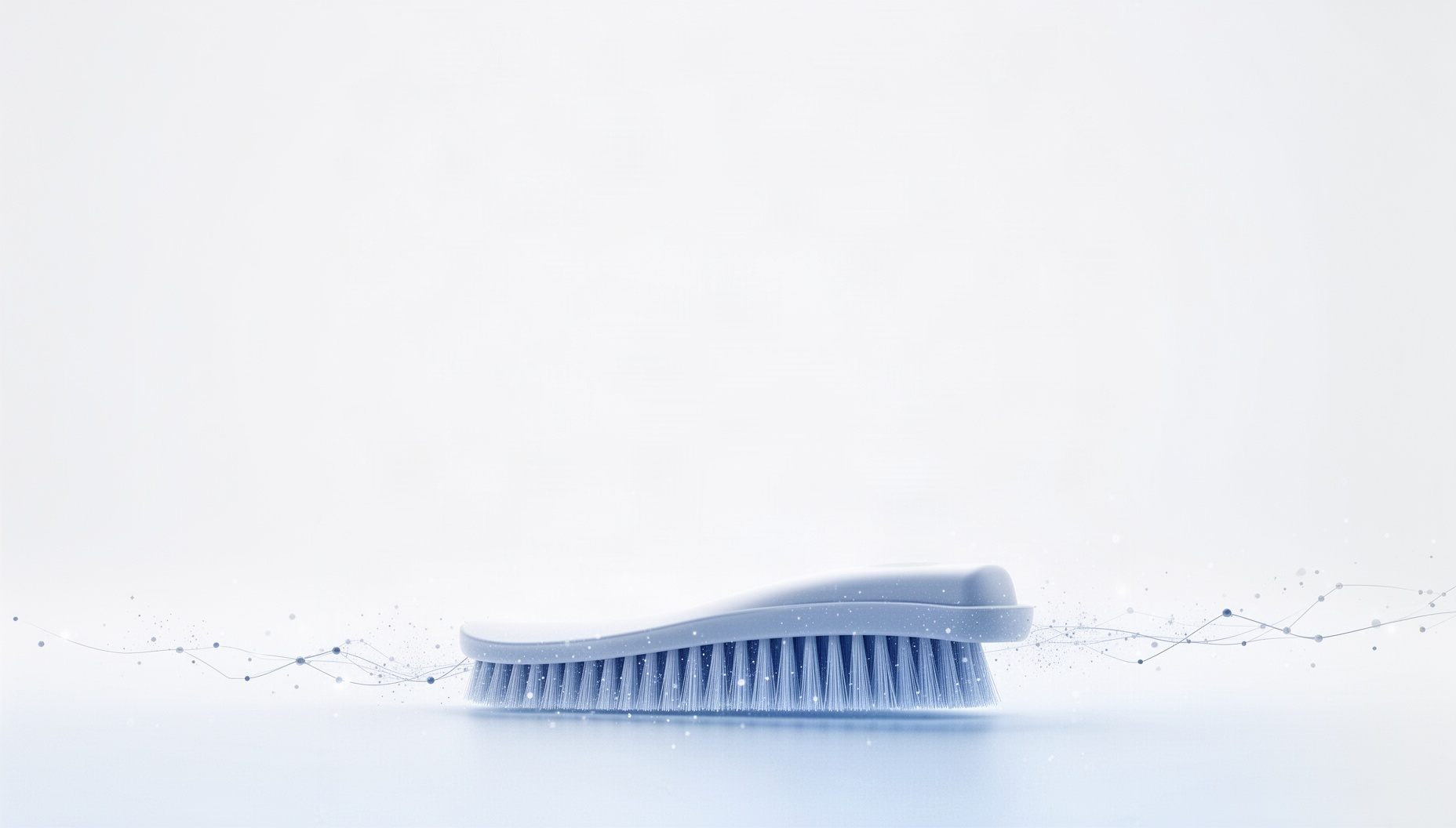 Pet grooming PowerPoint background with a soft slicker brush along the bottom edge, white