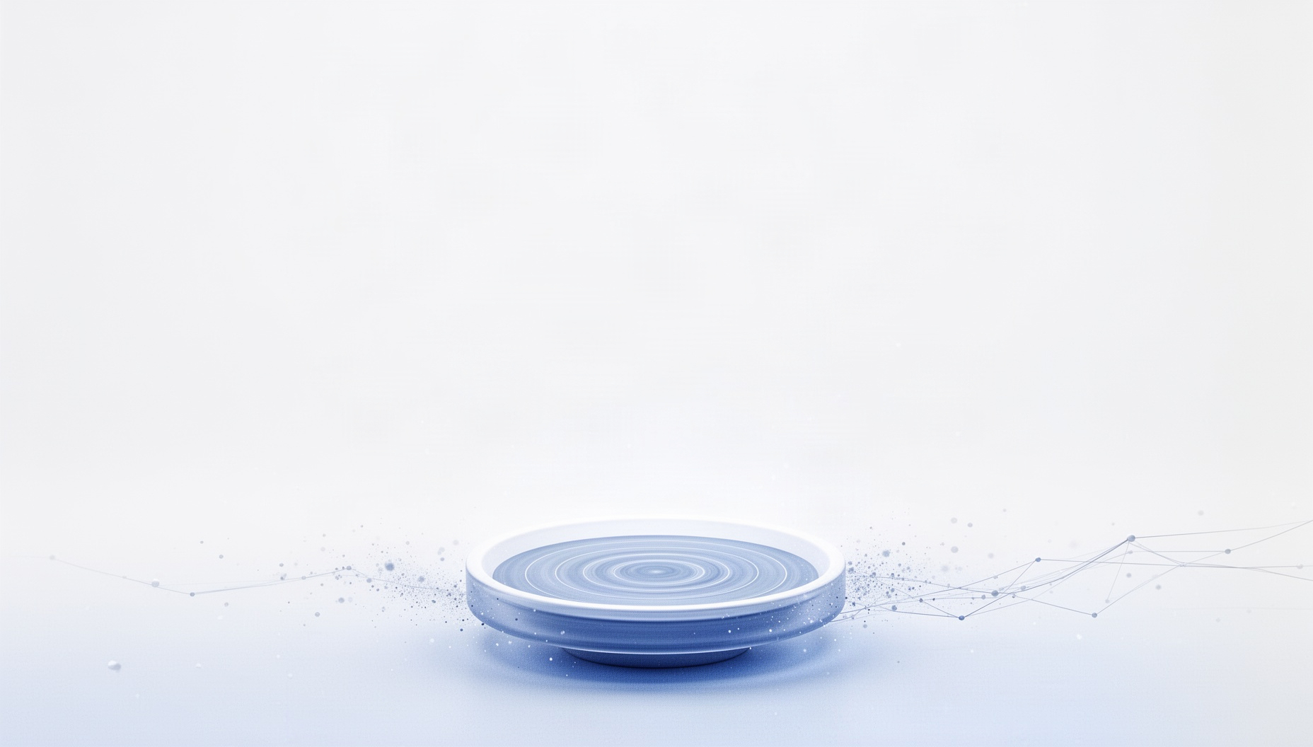 Art background for slides with a line-art potter's wheel rim along the bottom edge, white