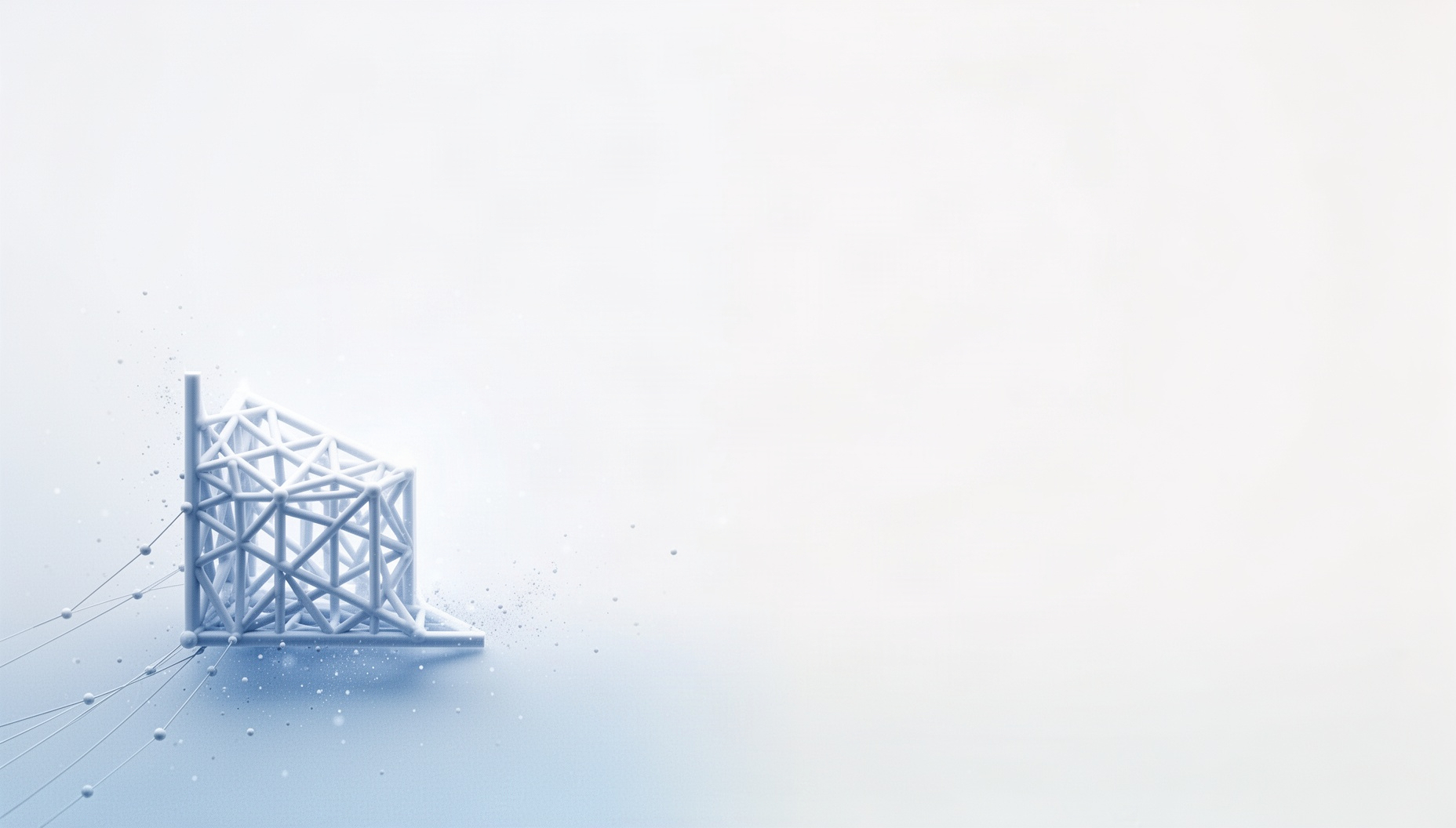 Art background for slides with a line-art lattice model frame in opposite corners (bottom left, top right), white