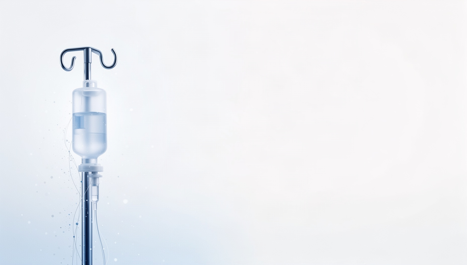 Nursing PowerPoint background with a holographic IV pole on the left edge, white