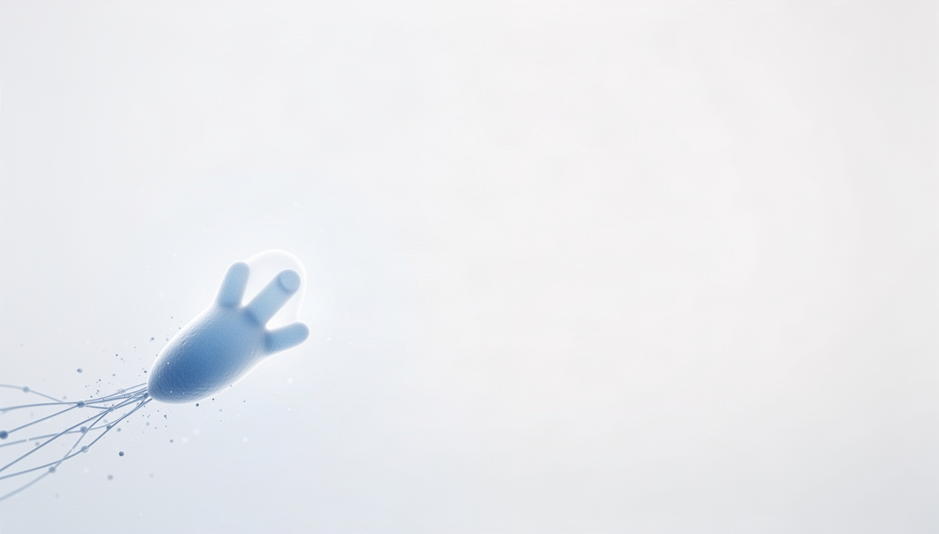 Biology presentation background with a holographic limb bud in opposite corners, white