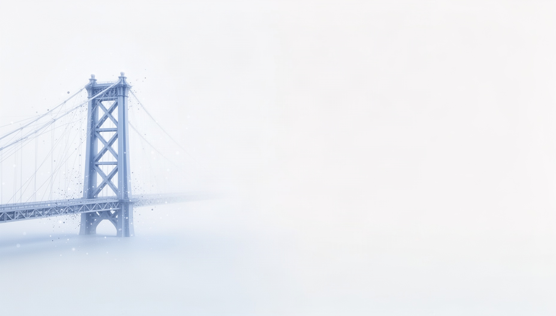 Construction presentation background with a holographic bridge truss post on the left edge, white
