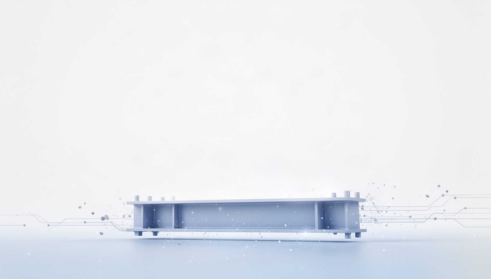 Construction presentation background with a holographic plate girder along the bottom edge, white