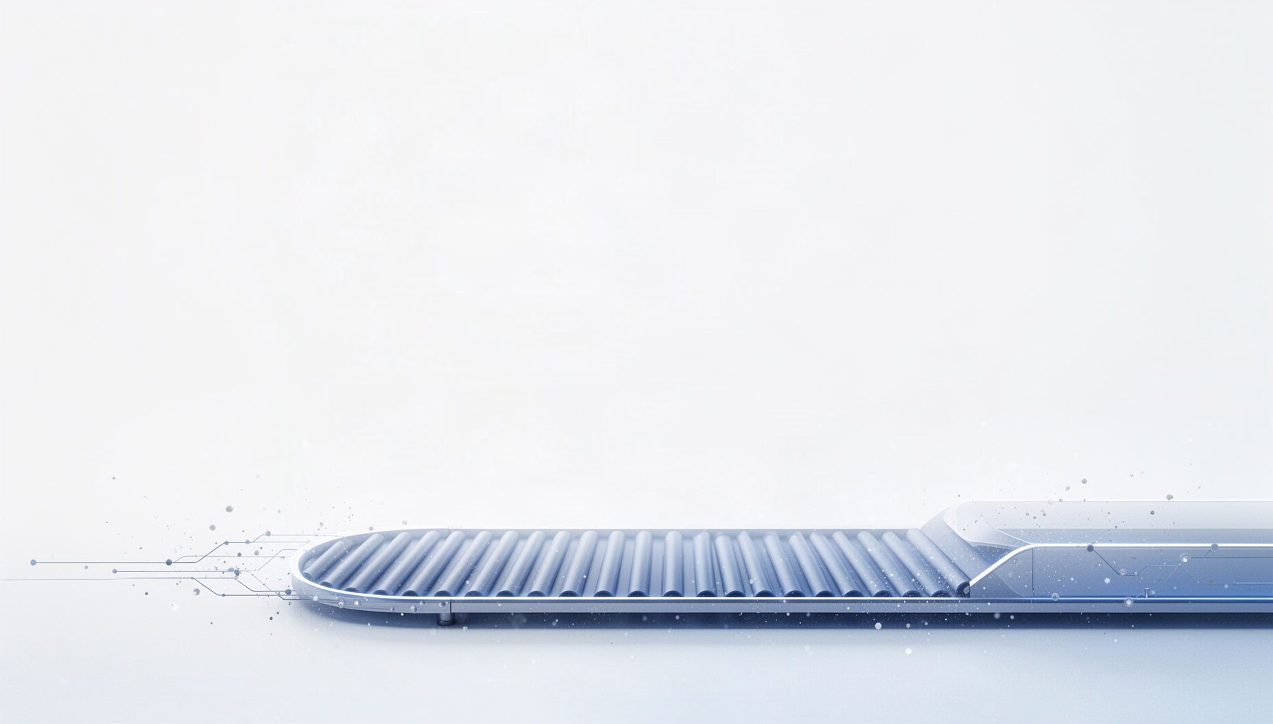 Retail PowerPoint background with a holographic checkout conveyor belt along the bottom edge, white