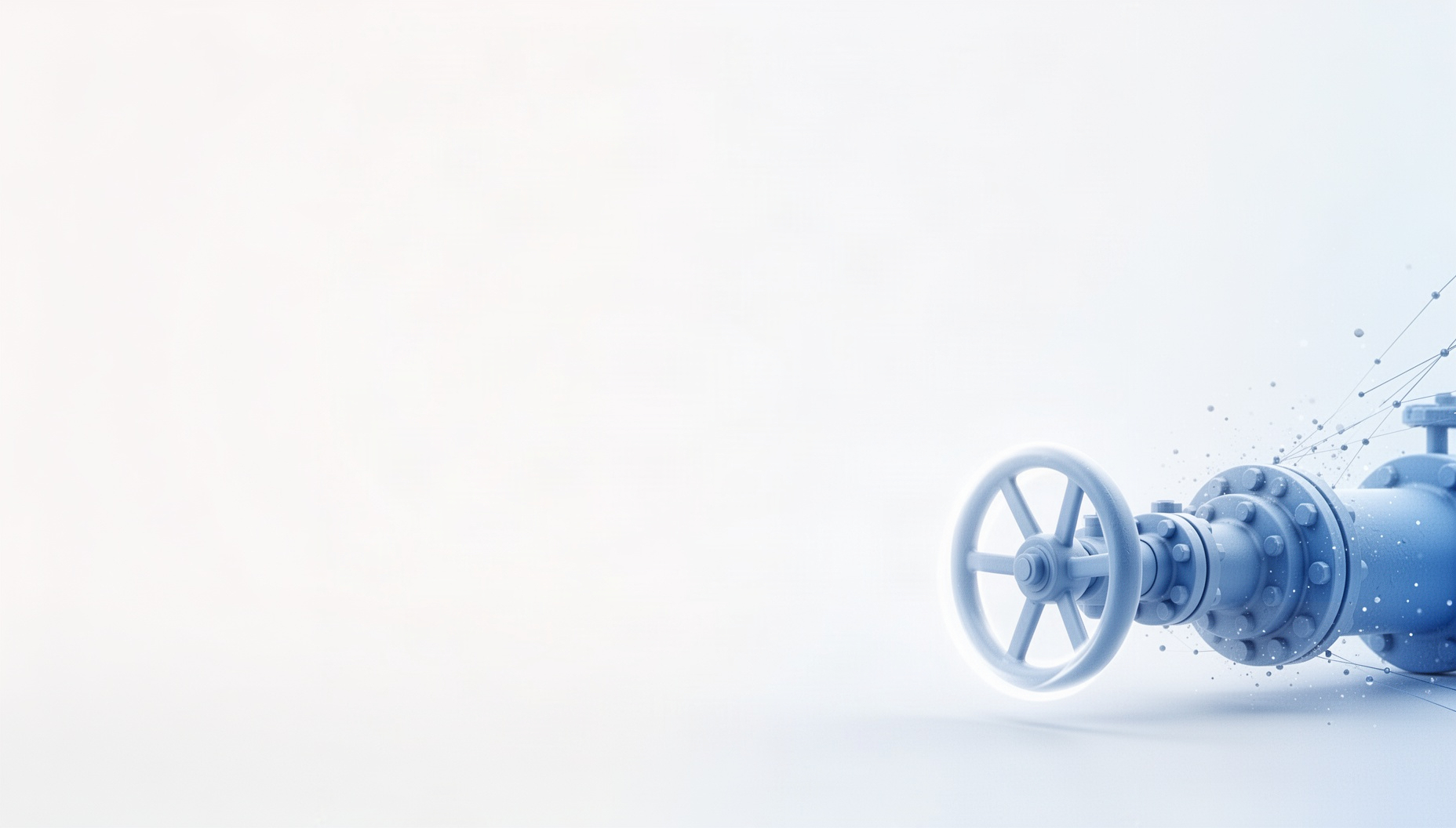 Chemical engineering slide background with a holographic valve wheel in opposite corners, white