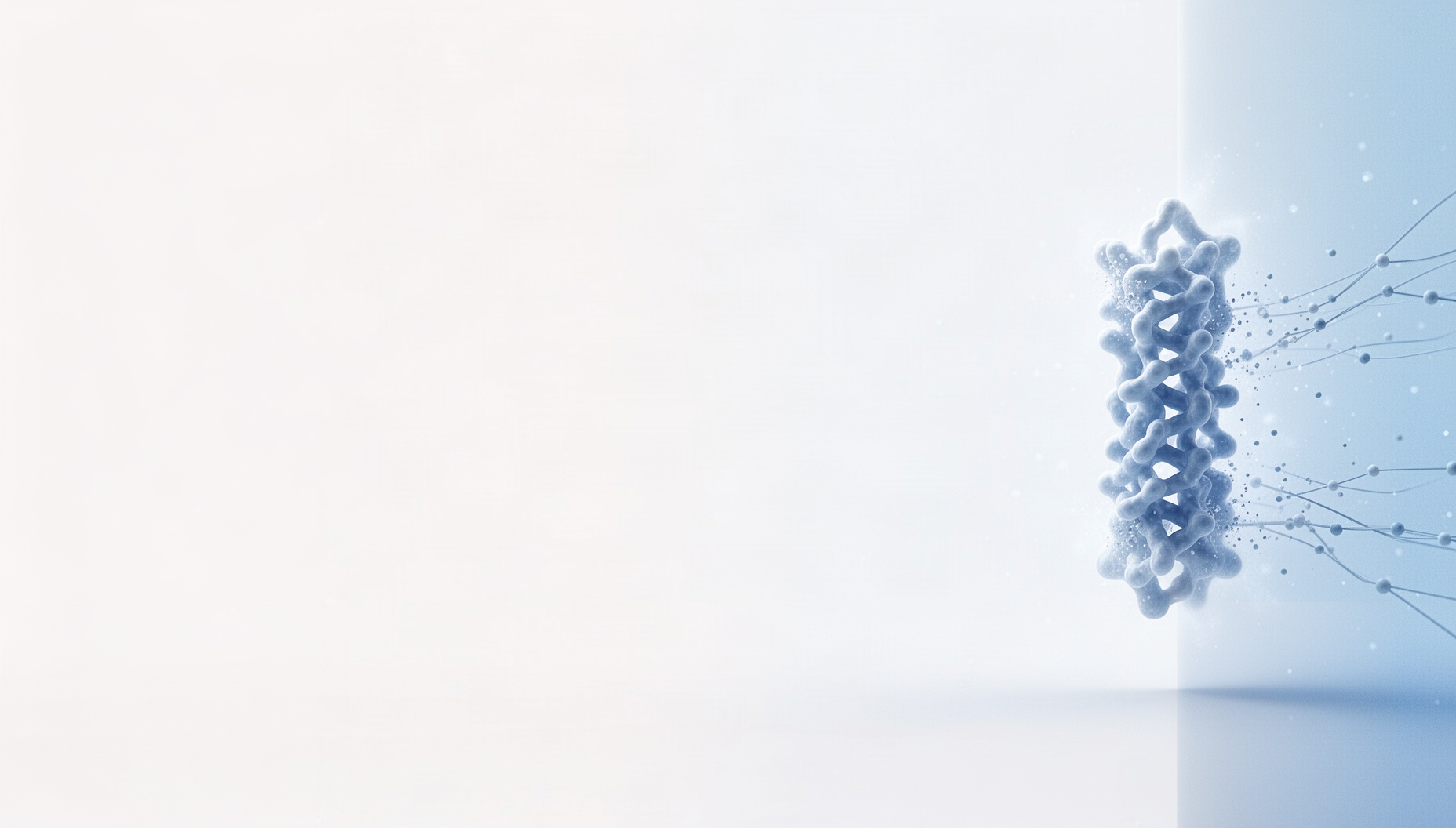 Immunology PowerPoint background with a holographic HLA receptor on the right edge, white