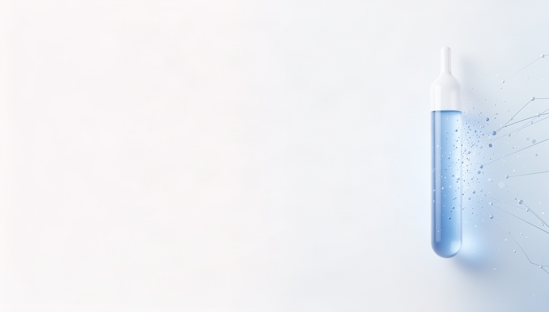 Science slides background with a holographic burette on the right edge, white