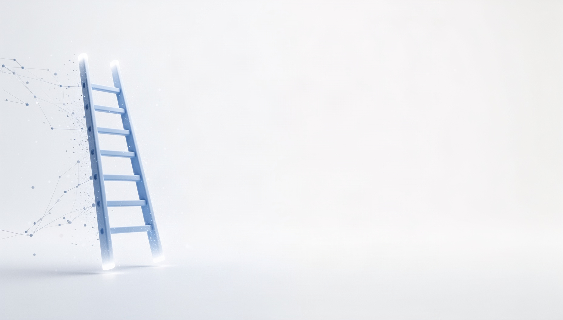 Playground PowerPoint background with a holographic climbing ladder on the left edge, white