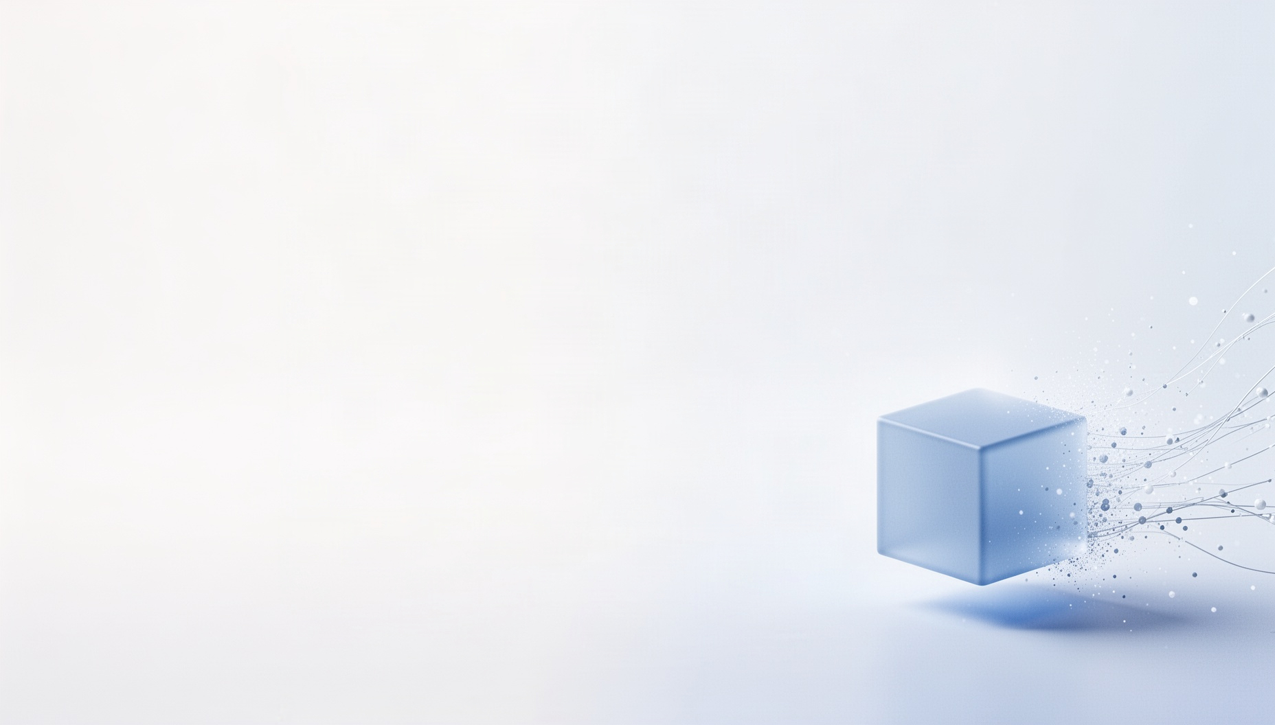 Math background for slides with a holographic unit cube in opposite corners, white