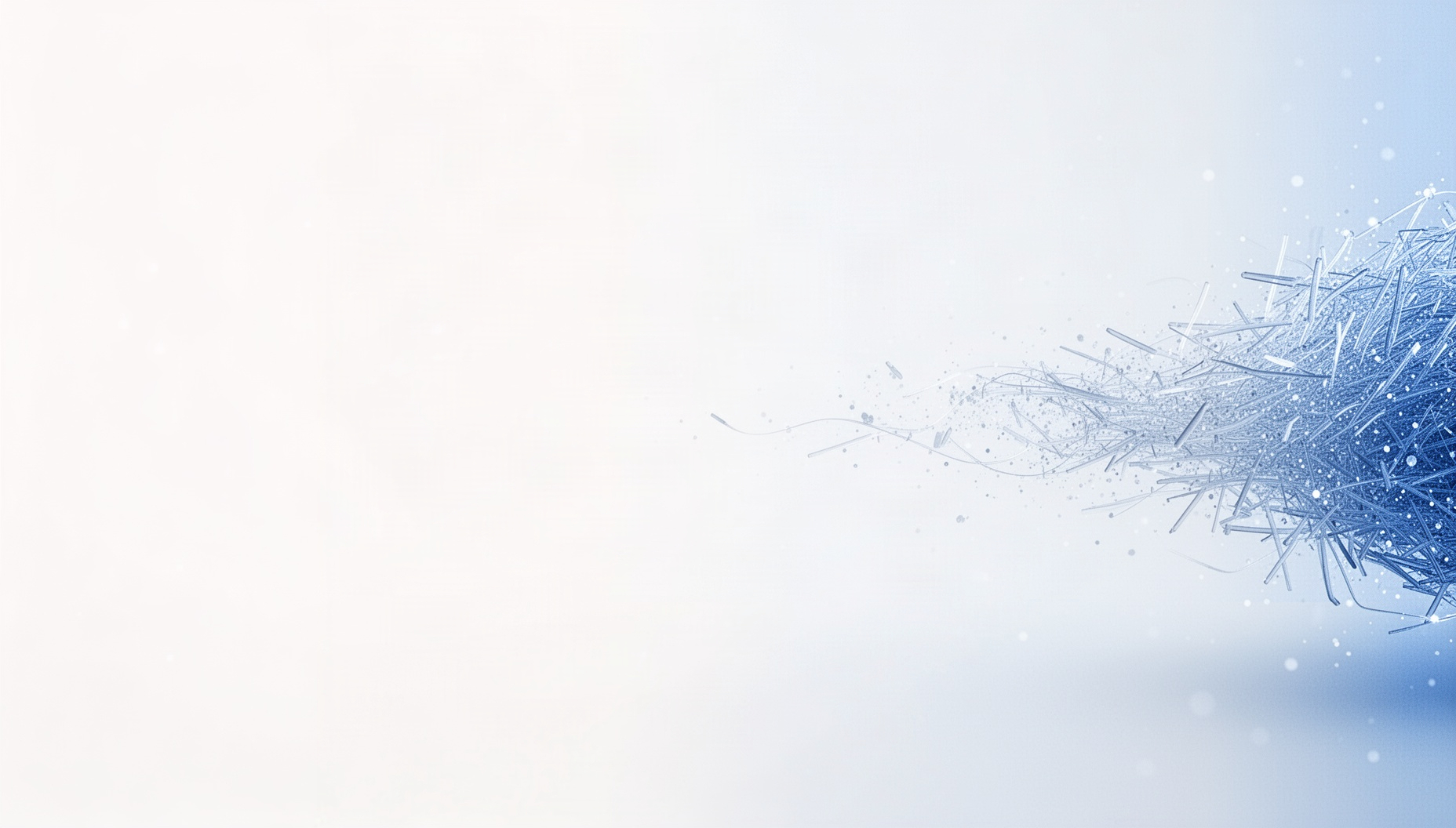 White slide background with a holographic light filament drift on the right edge, white