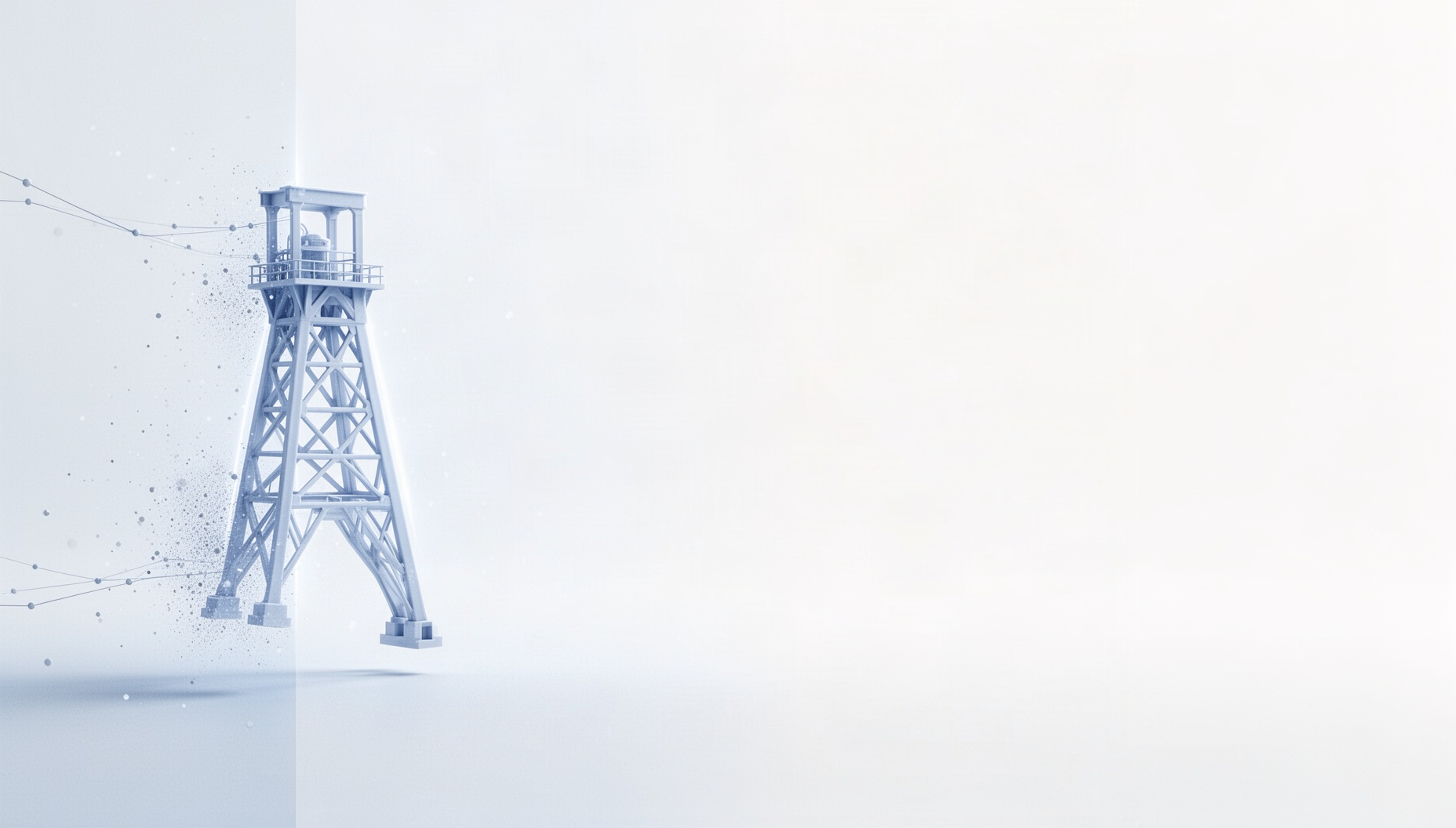 Mining powerpoint background with a mine headframe on the left edge, white