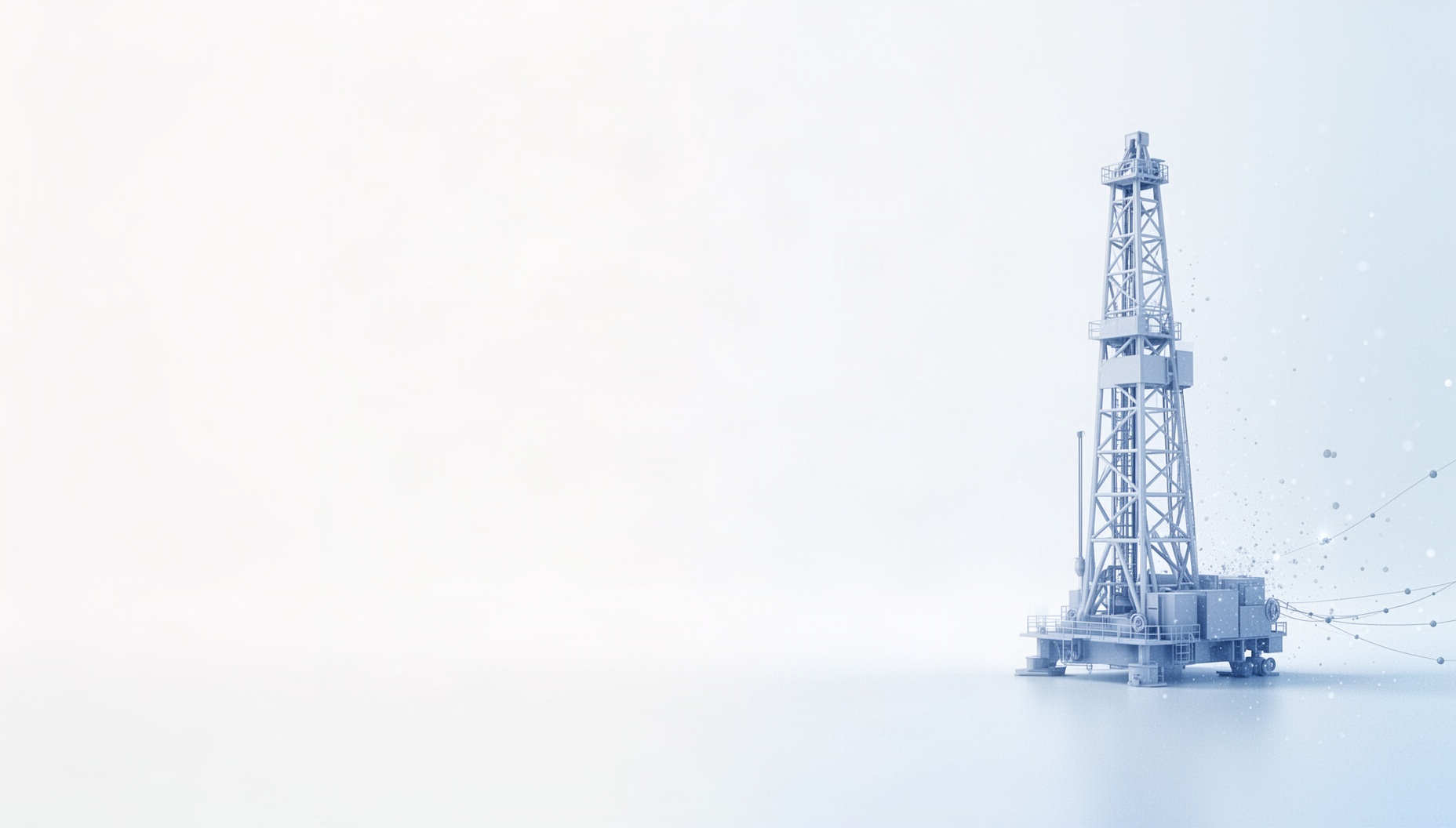 Mining powerpoint background with a drill rig mast on the right edge, white