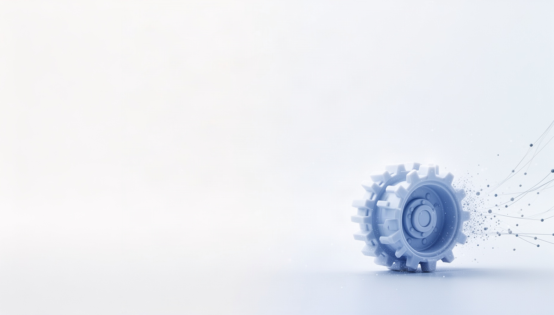 Mining powerpoint background with a crusher wheel rim in opposite corners (top left, bottom right), white