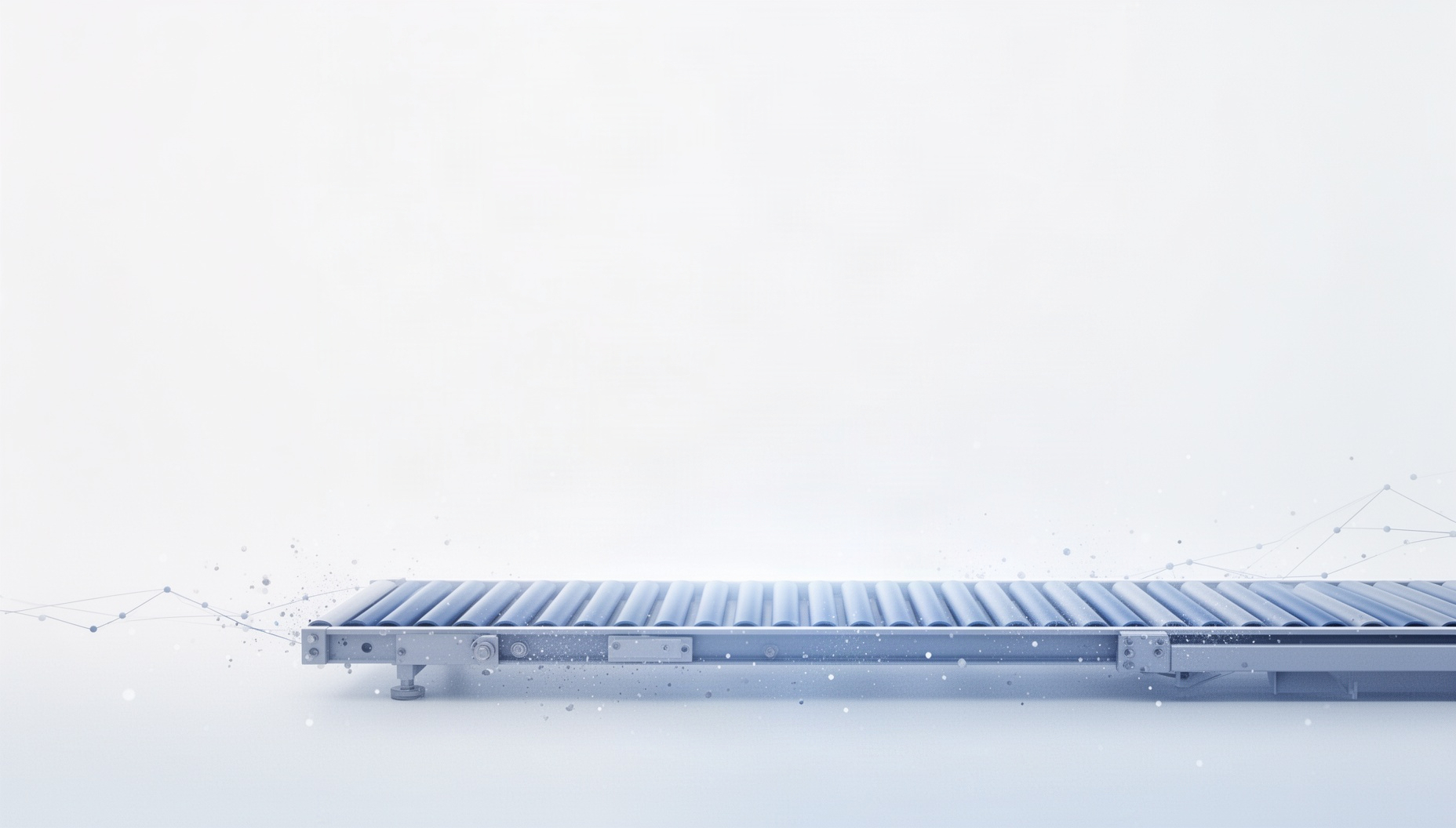 Newspaper background for slides with a holographic delivery conveyor along the bottom edge, white