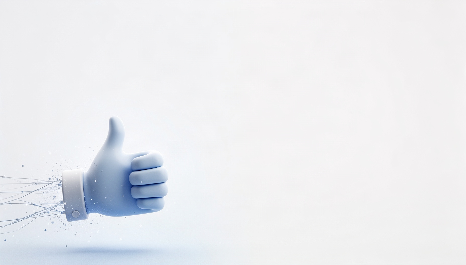 White background for Google Slides with a holographic rubbing hand in opposite corners, pale blue