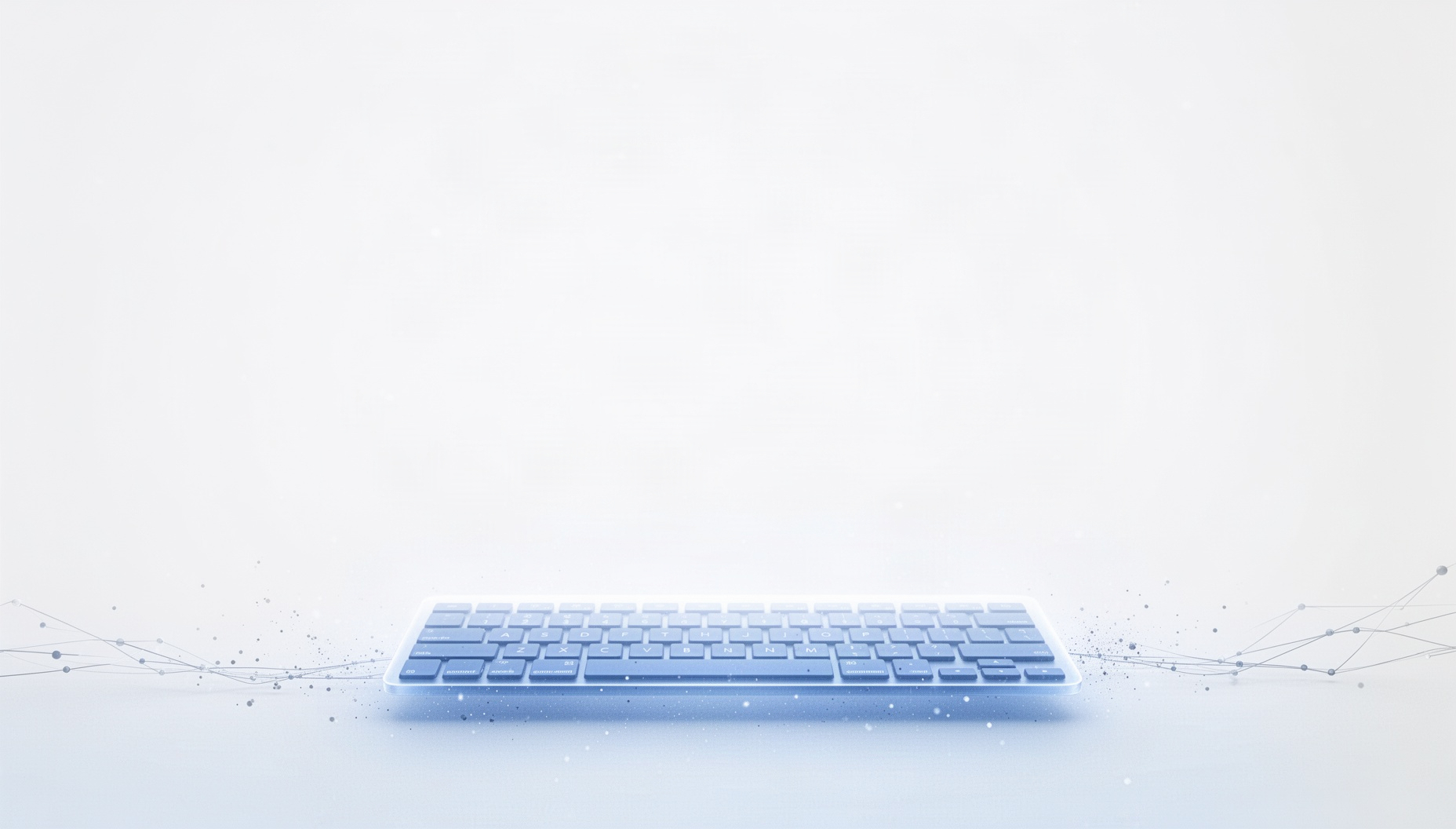 Office PowerPoint background with a pale blue keyboard frame along the bottom edge, white