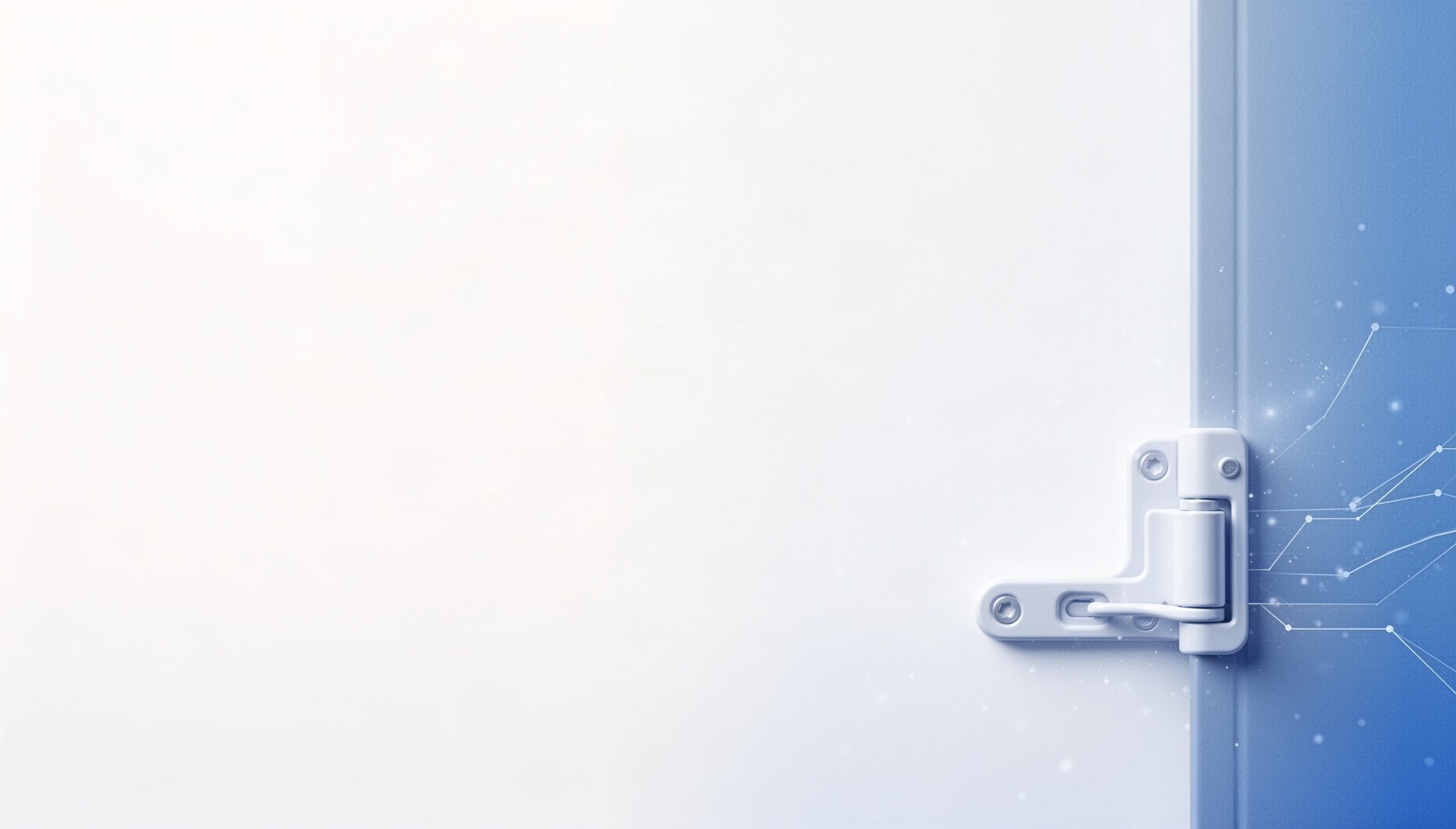 Office PowerPoint background with a pale blue ring binder hinge in opposite corners, white