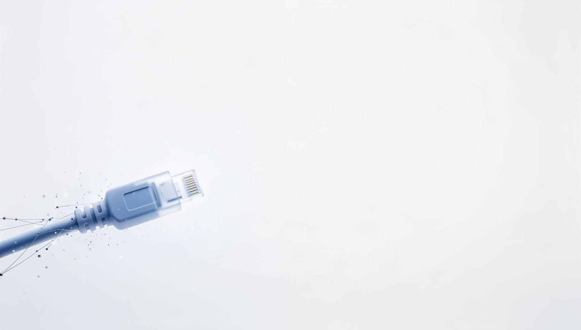 Office PowerPoint background with a pale blue cable connector in opposite corners, white