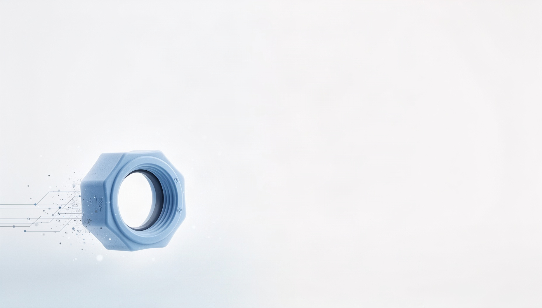 Industrial PowerPoint background with a holographic pipe union in opposite corners, white