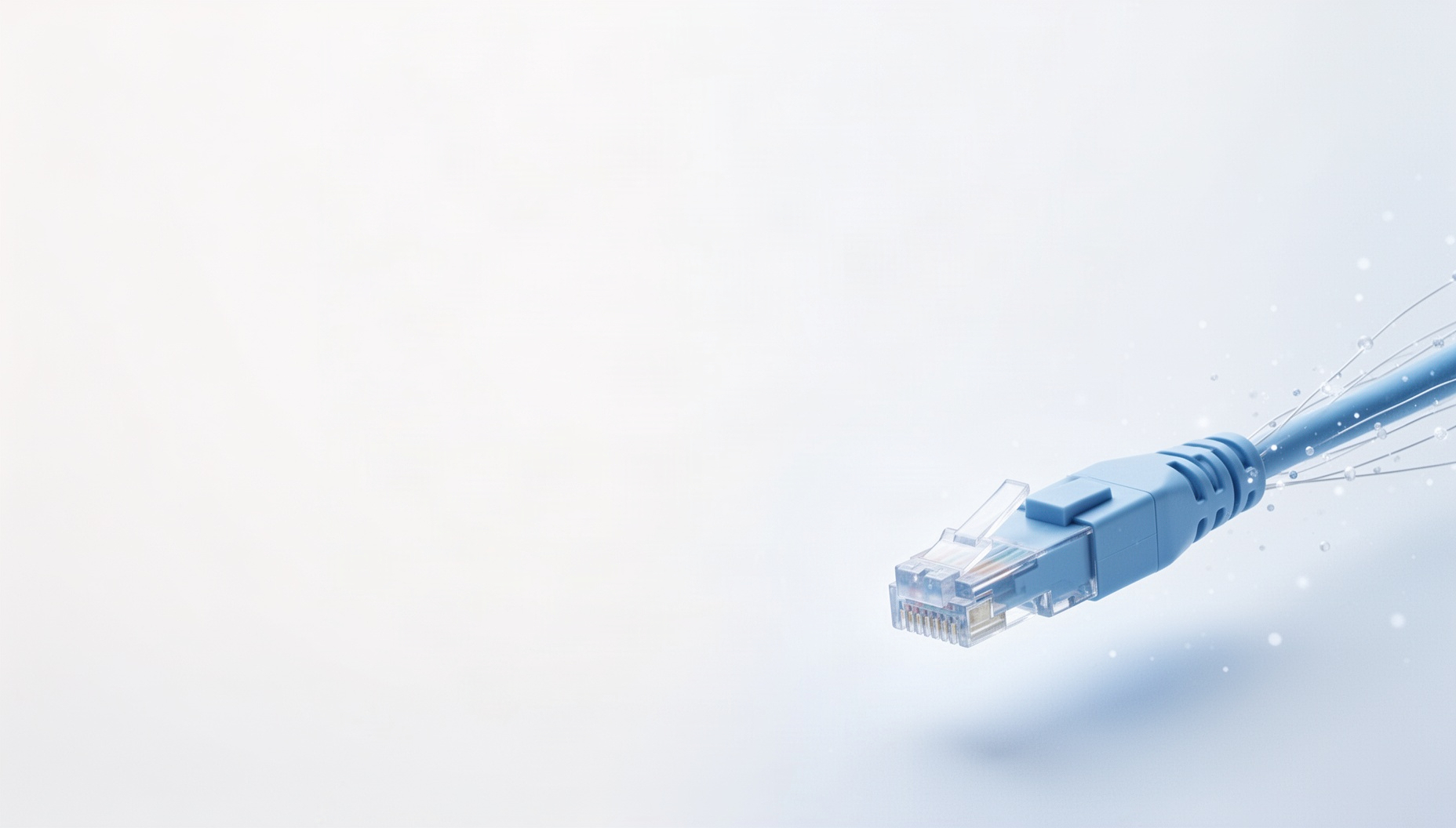 Telecommunication powerpoint background with a holographic fiber optic cable in opposite corners, white