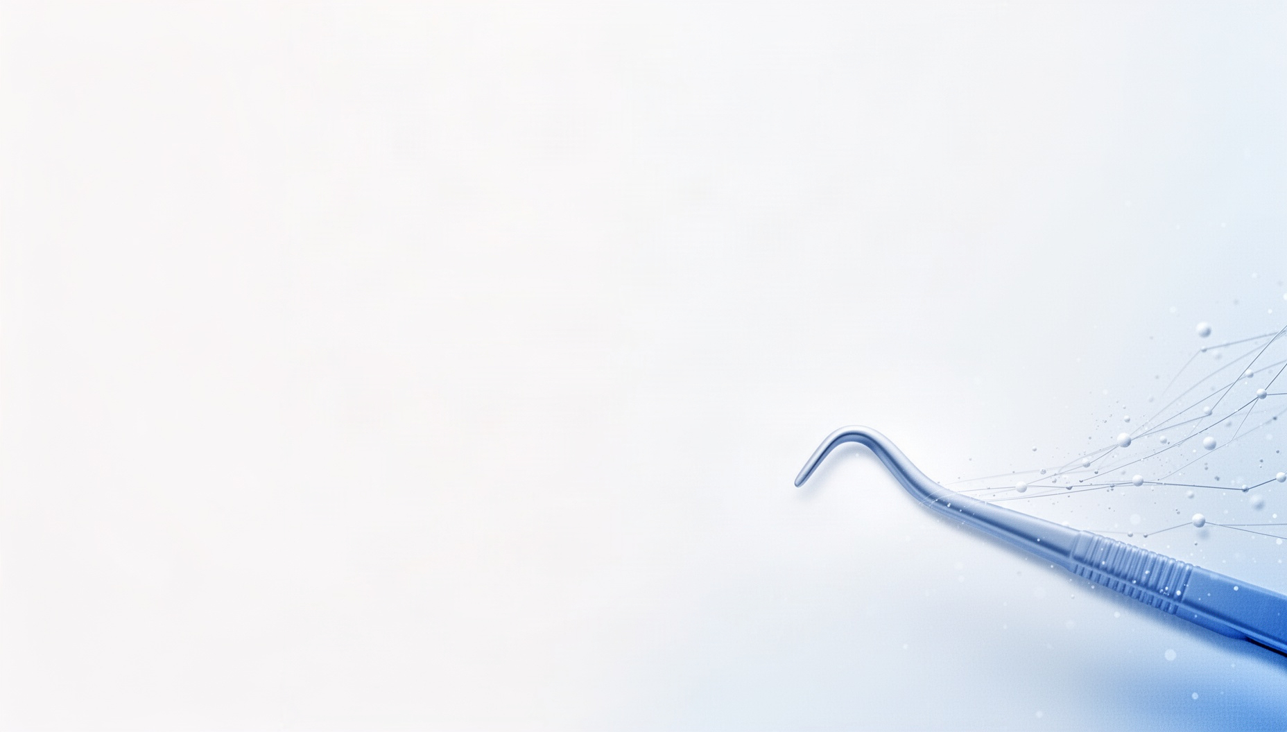 Science presentation background with holographic specimen forceps in opposite corners, white