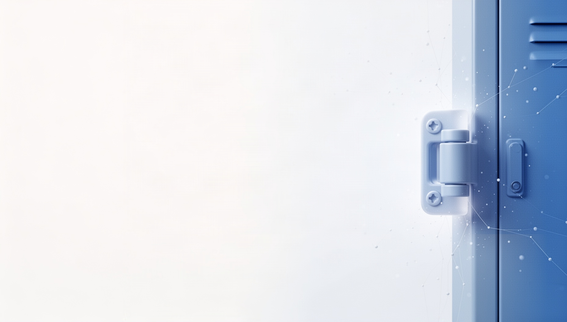 Classroom background for google slides with a holographic locker hinge on the right edge, white