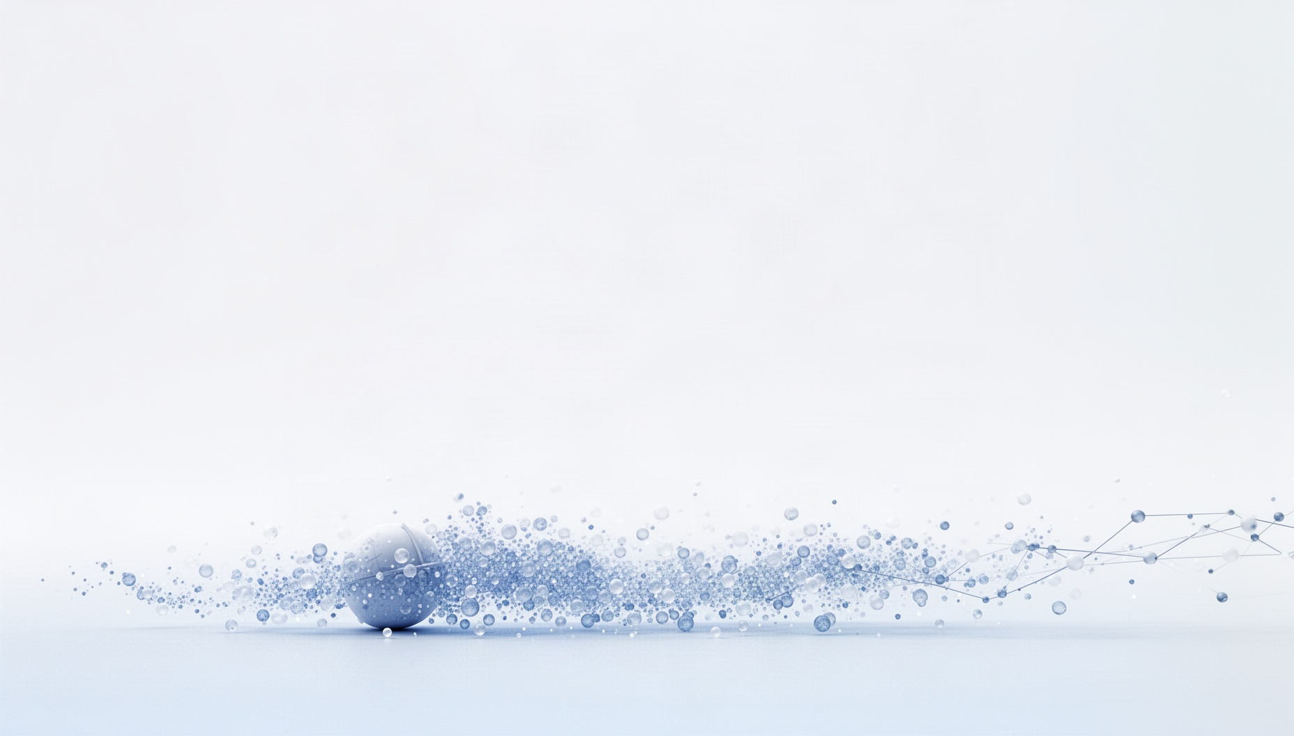 Gaming presentation background with a holographic particle drift along the bottom edge, white