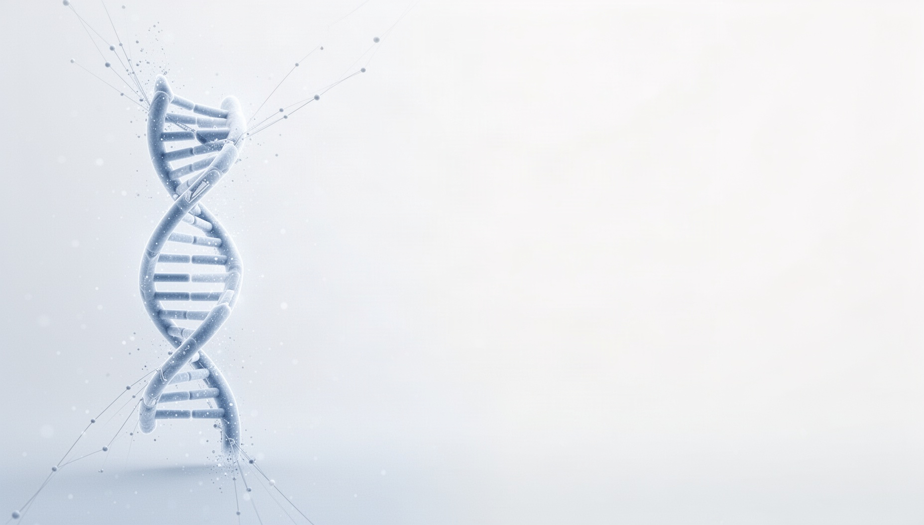 Chemistry PowerPoint background with a holographic alpha helix on the left edge, white