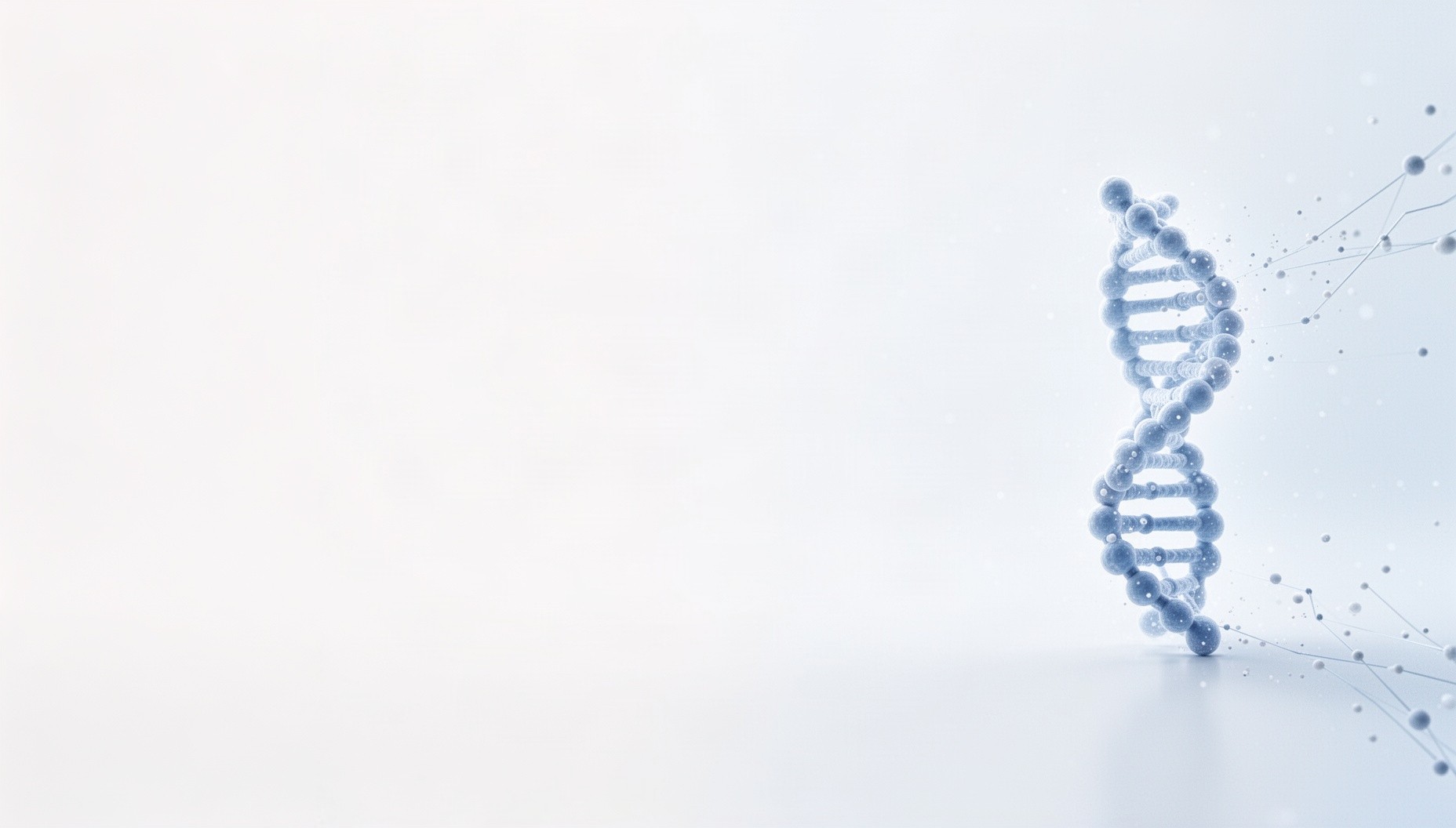 Chemistry PowerPoint background with a holographic beta sheet strand on the right edge, white