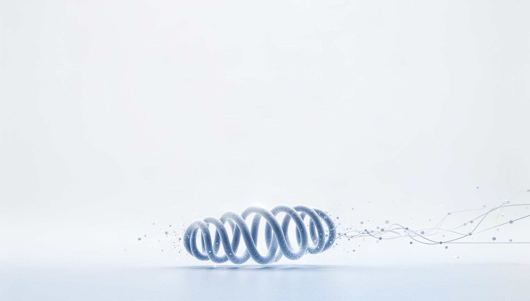 Chemistry PowerPoint background with a holographic protein barrel along the bottom edge, white