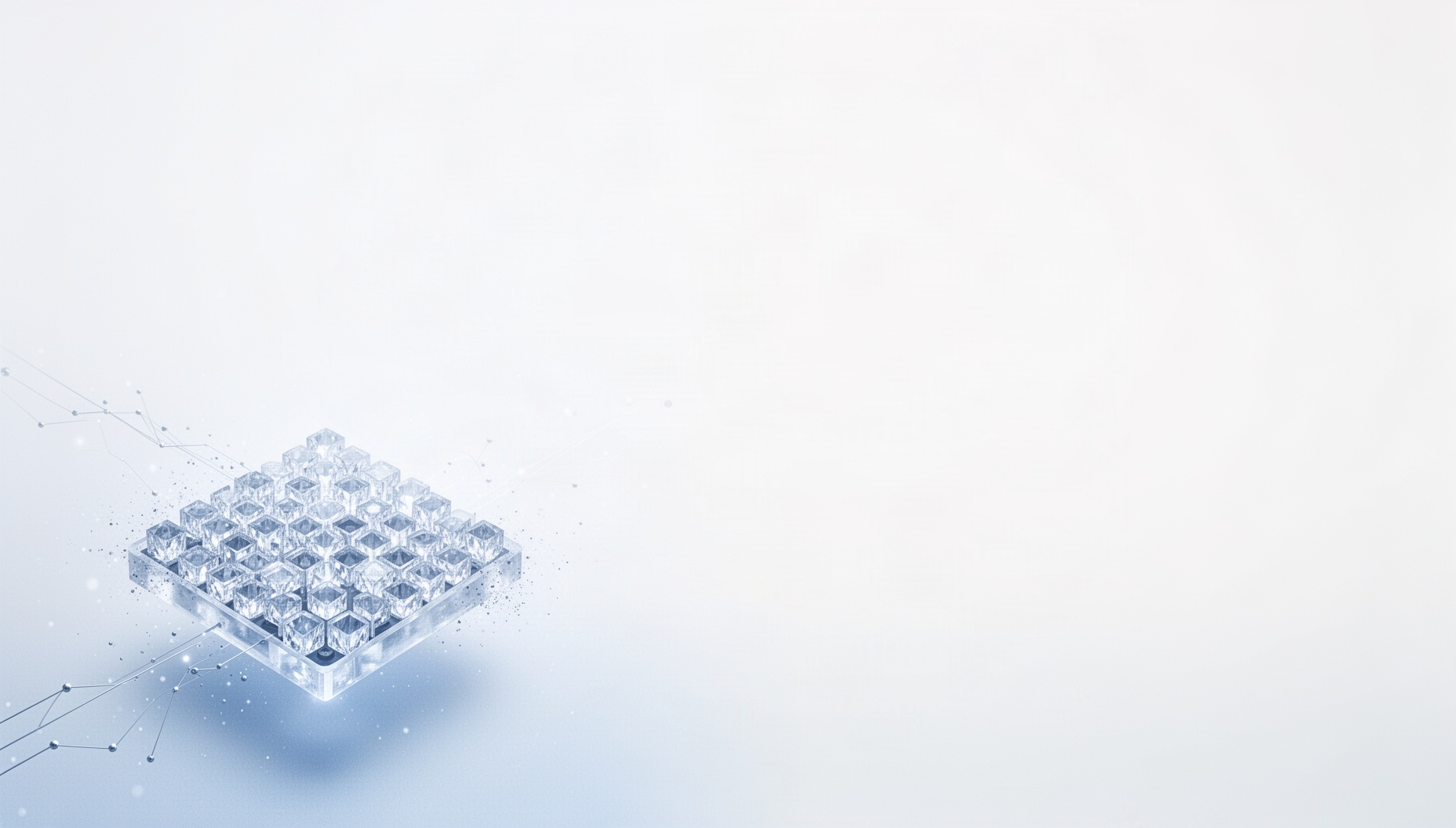 Medical slides background with a holographic scintillation crystal in opposite corners (bottom left, top right), white