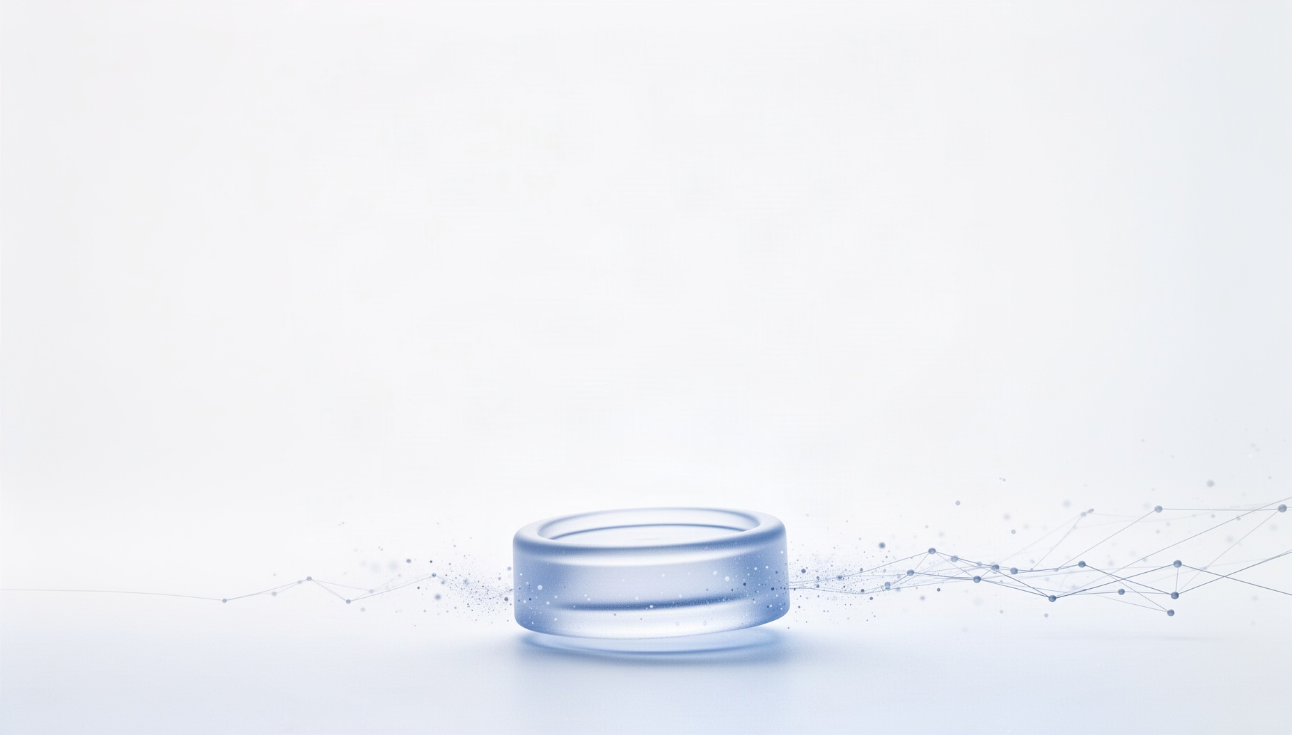 Dental implant powerpoint background with a holographic healing cap along the bottom edge, white