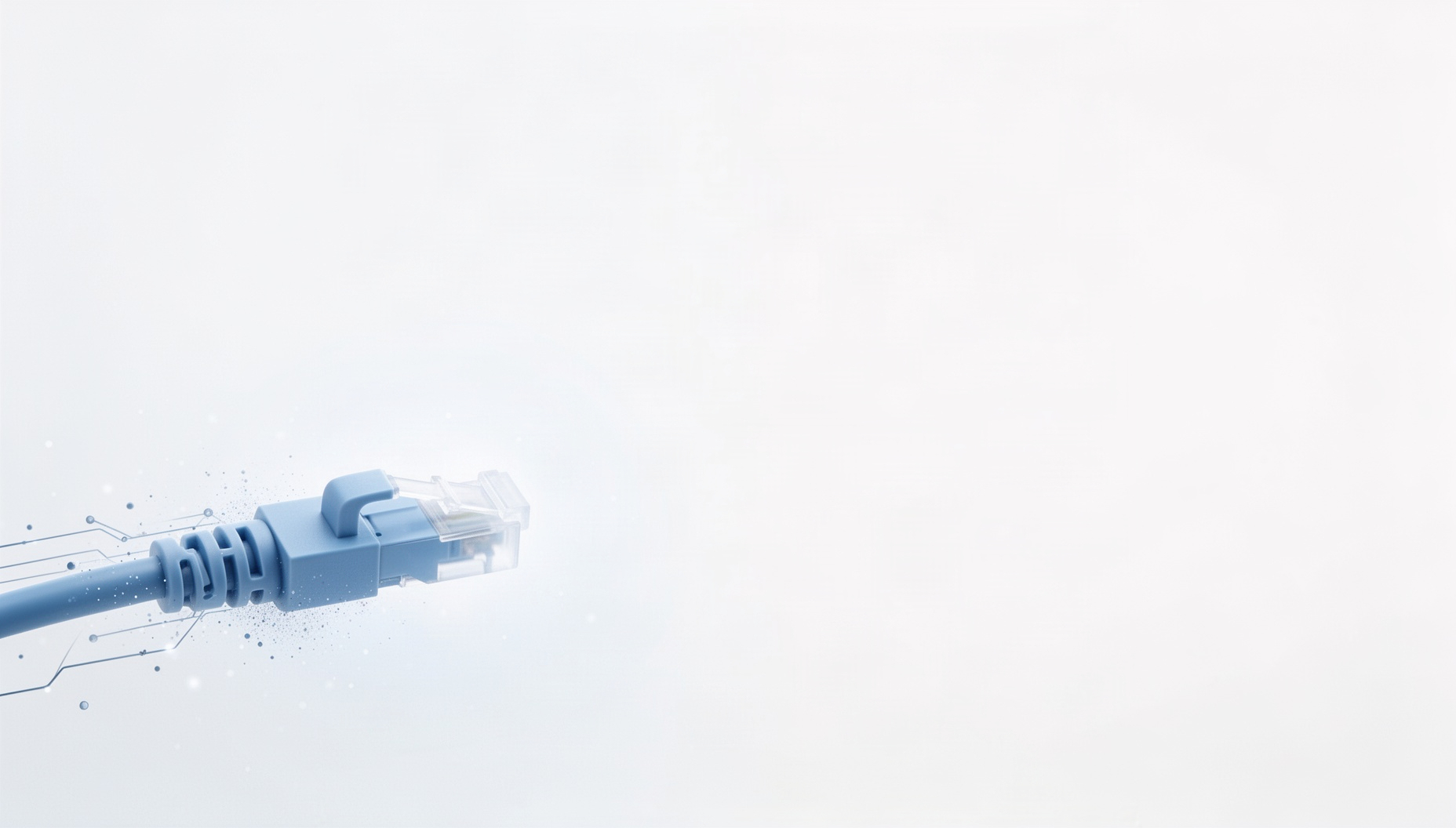 Data center PowerPoint background with a holographic fibre connector in opposite corners, white