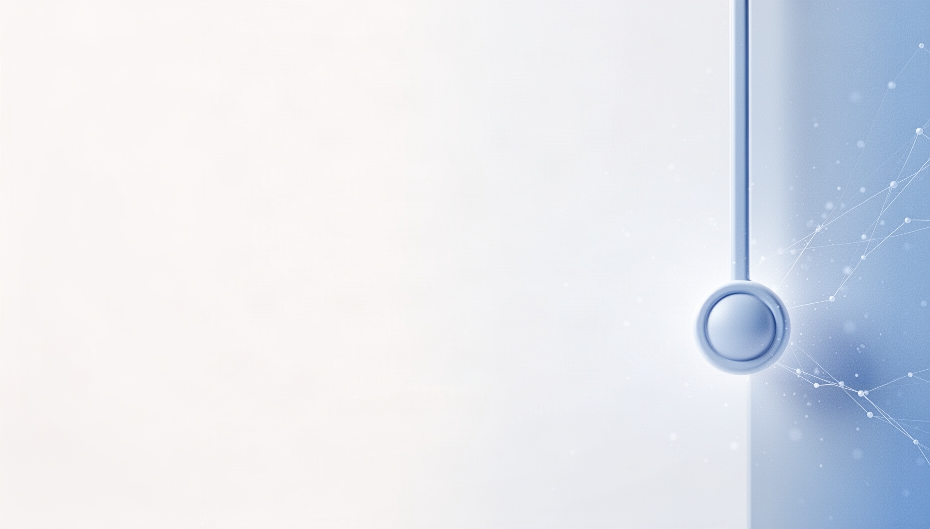 Clock powerpoint background with a holographic clock pendulum on the right edge, white