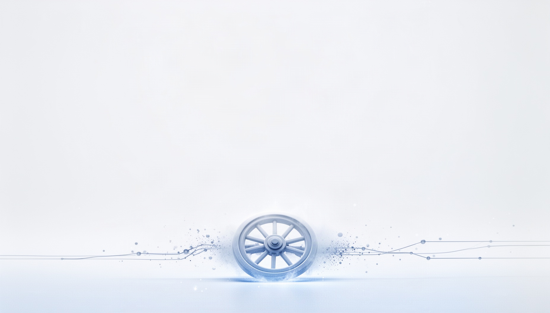Clock powerpoint background with a holographic balance wheel along the bottom edge, white