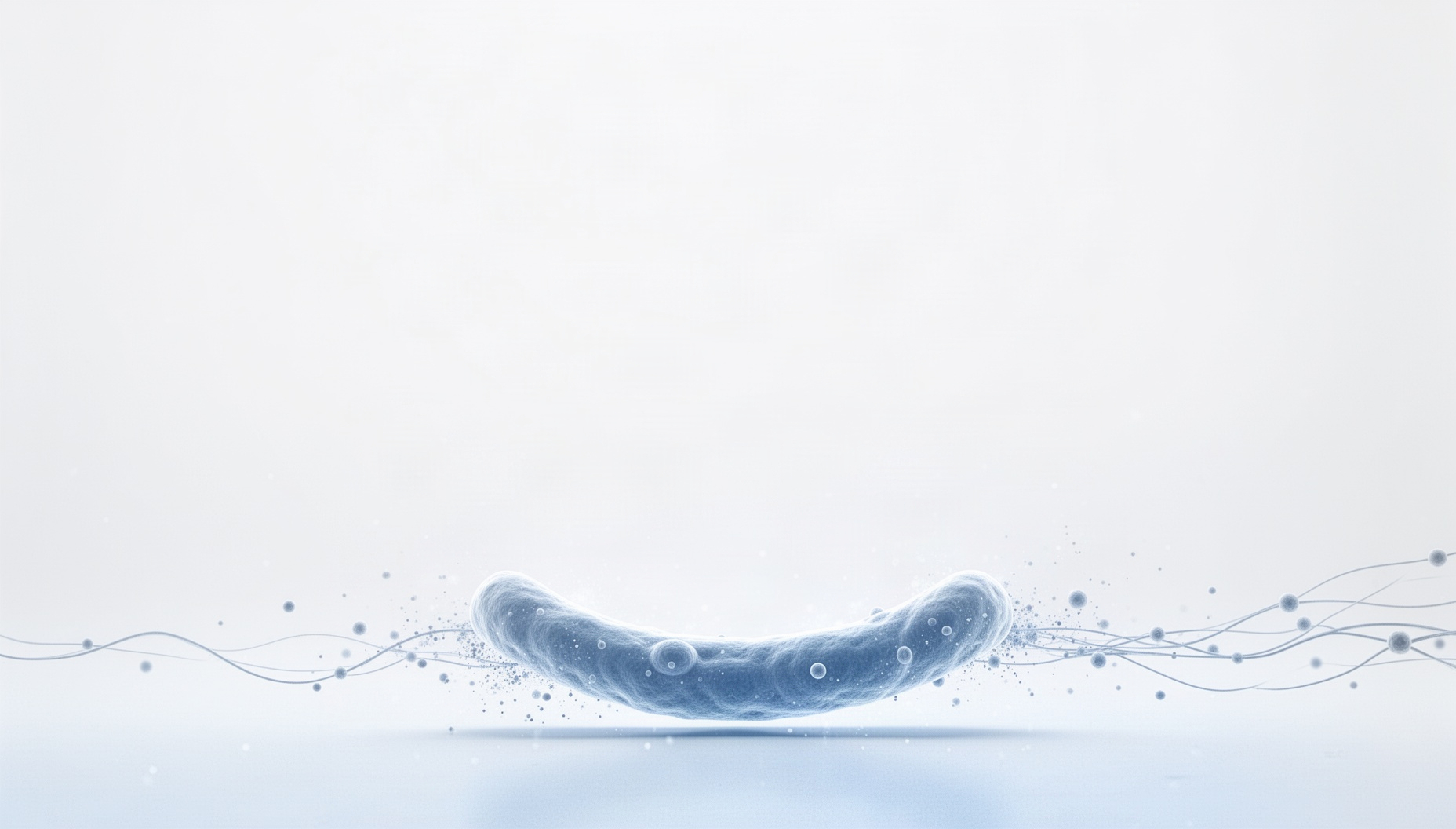 Microbiology presentation background with a realistic biofilm along the bottom edge, white