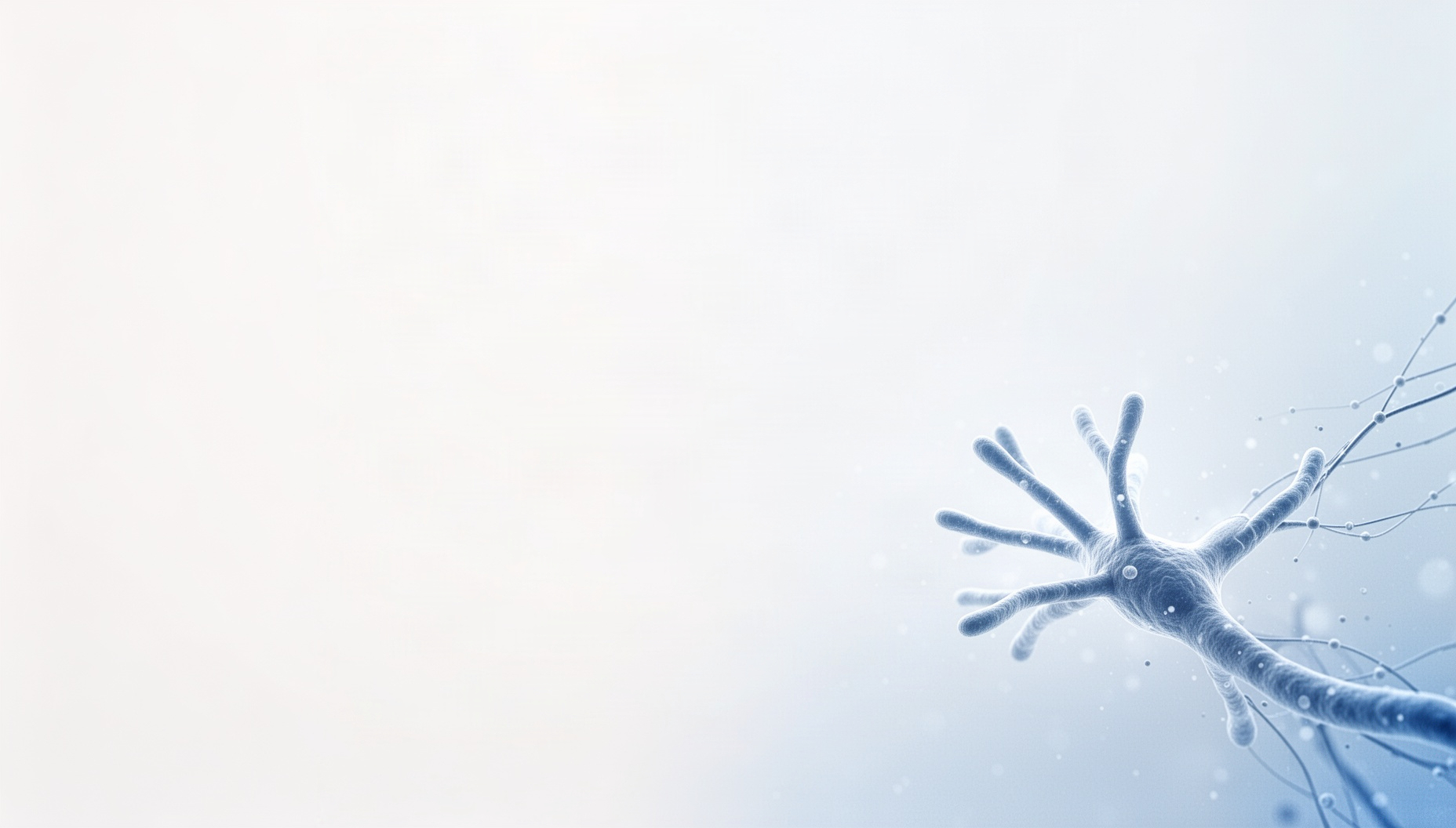 Microbiology presentation background with a realistic pili network in opposite corners, white