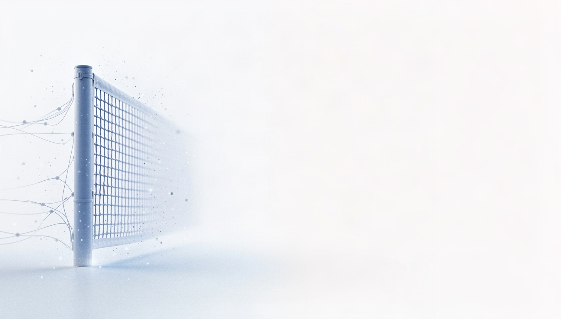 Sports PowerPoint background with a tennis net post on the left edge, white